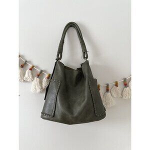 Malibu Skye Vegan Leather Green Boho Slouchy Shoulder Bag Medium Boho Fall